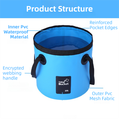 20L Rose Red Outdoor PVC Folding Water Bucket - Portable Fishing Barrel, Camping Water Storage, Car Washing Bag