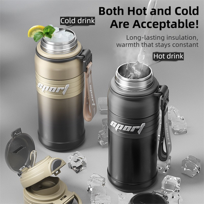 2-Pack Gradient Green 670ml Large Capacity Sports Insulated Tumbler - 316 Stainless Steel Straw Water Bottle, Dual-Use Lid for Travel & Outdoors
