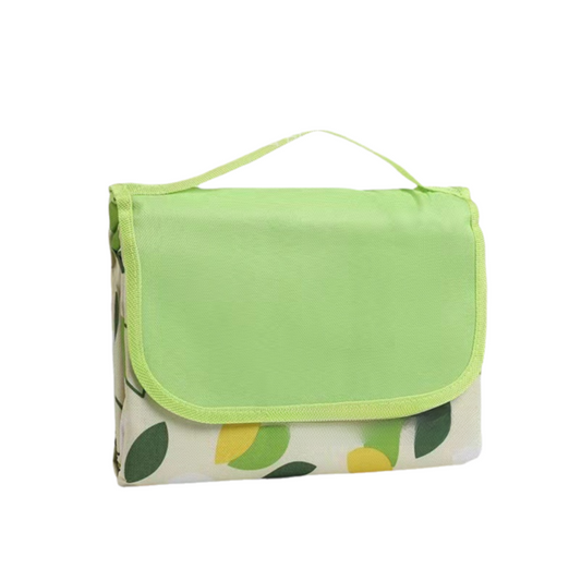 Green Leaf Pattern Foldable Waterproof & Moisture-Proof Picnic Blanket 150x100CM - 600D Three-Layer Composite Oxford Extra Large Mat for Beach & Camping.