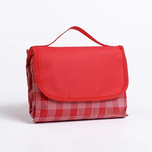 Red Bar Foldable Waterproof & Moisture-Proof Picnic Blanket 150x100CM - 600D Three-Layer Composite Oxford Extra Large Mat for Beach & Camping.