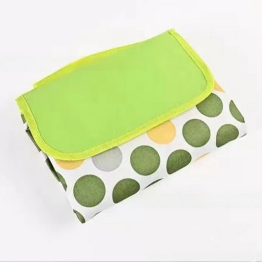 Green Circle Foldable Waterproof & Moisture-Proof Picnic Blanket 150x100CM - 600D Three-Layer Composite Oxford Extra Large Mat for Beach & Camping.