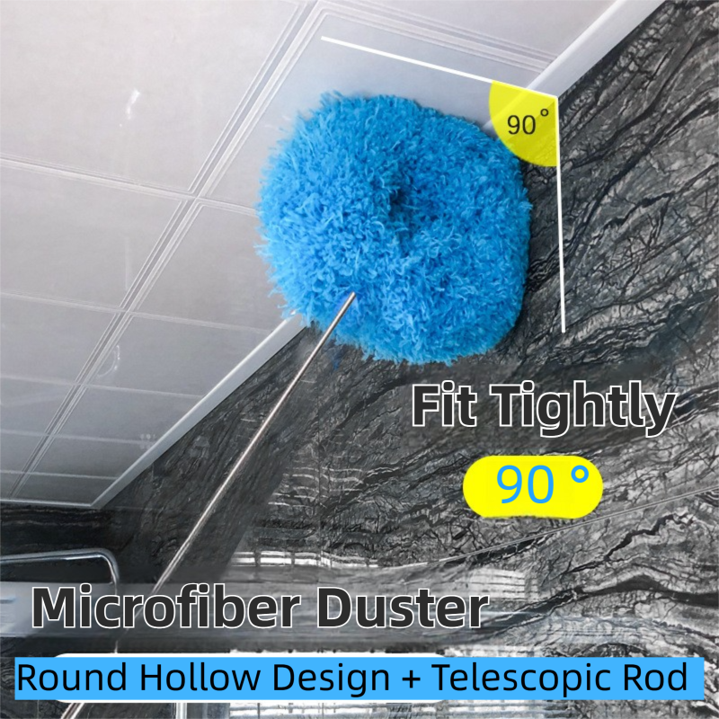 2-Pack Blue Telescopic Electrostatic Duster with 360Â° Hollow Ring Design - Fan Blade Cleaner, High Reach Dust Removal, Multi-Purpose.
