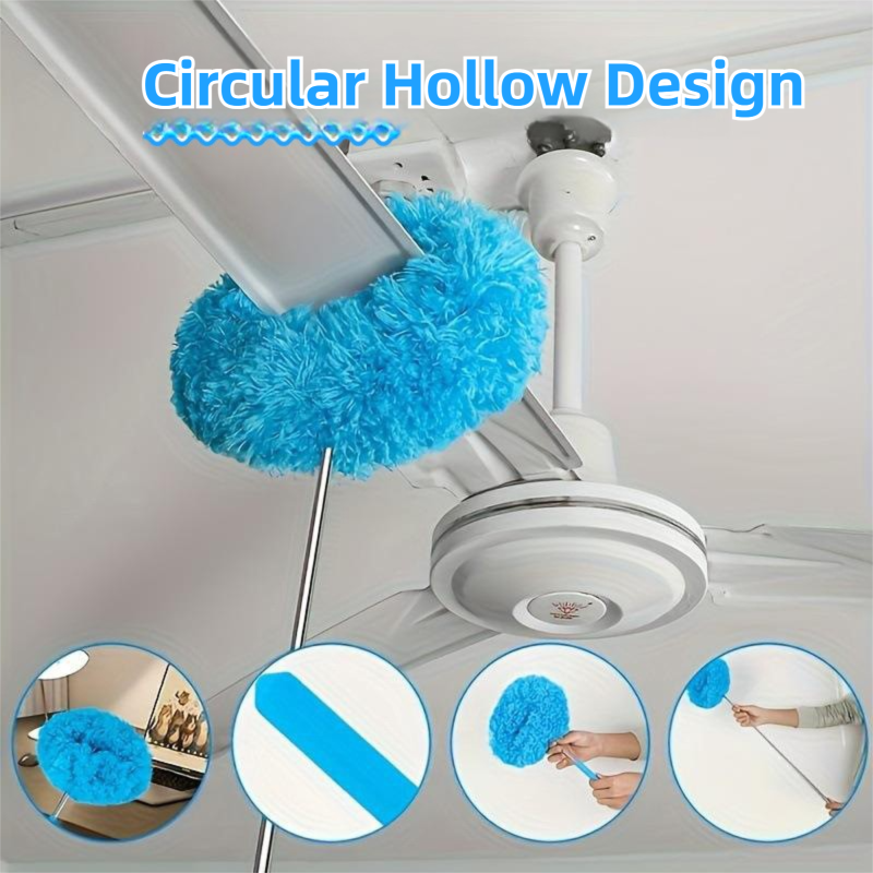 2-Pack Blue Telescopic Electrostatic Duster with 360Â° Hollow Ring Design - Fan Blade Cleaner, High Reach Dust Removal, Multi-Purpose.