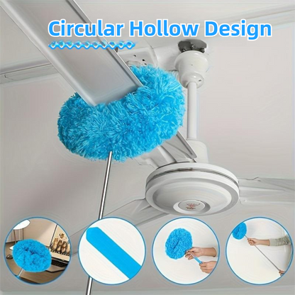 2-Pack Blue Telescopic Electrostatic Duster with 360Â° Hollow Ring Design - Fan Blade Cleaner, High Reach Dust Removal, Multi-Purpose.