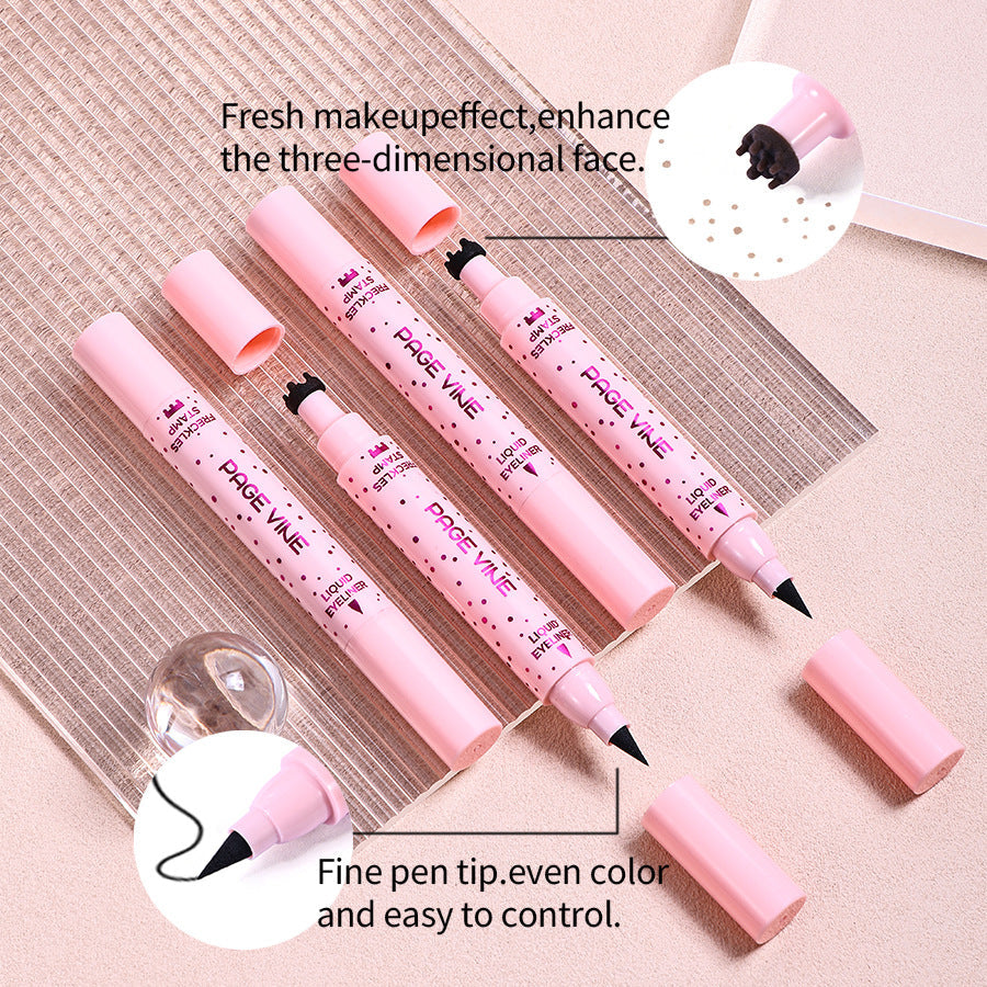 2-Pack #03 Dark 2-in-1 Double-Headed Freckle Pen & Eyeliner - Natural & Long-Lasting, Easy Coloring for Sun-Kissed Look