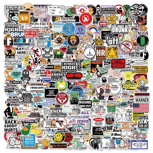 300 Pcs Prank Meme Graffiti Stickers Pack - Waterproof PVC Personalized Decals for Laptop, Luggage, Water Bottle DIY Decoration.
