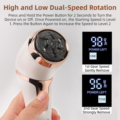 White Portable Electronic Pedicure File Set -  Waterproof Electric Foot Callus Remover with Dual-Speed and LCD Display, USB Rechargeable