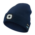 Dark Blue Removable LED Bluetooth Headphone Beanie - Washable Knit Hat with 3-Level LED Illumination & Stereo Sound, USB Rechargeable.