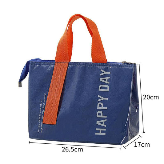 2-Pack Blue Dopamine Color Block Insulated Lunch Bag - Large Capacity Portable Cooler with Thickened Aluminum Foil Liner for Office Camping Picnic.