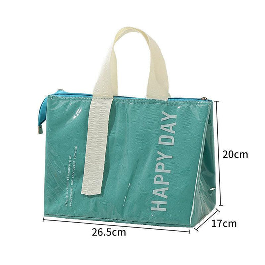 2-Pack Green Dopamine Color Block Insulated Lunch Bag - Large Capacity Portable Cooler with Thickened Aluminum Foil Liner for Office Camping Picnic.