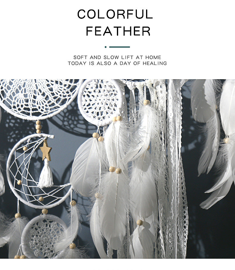 5-Piece Bohemian Handmade Dreamcatcher Wall Hanging Set (Pink) - Nordic Style Feather Room Decor with Premium Gift Box