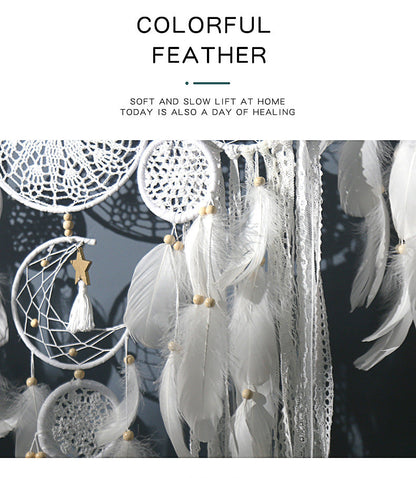 5-Piece Bohemian Handmade Dreamcatcher Wall Hanging Set (Pink) - Nordic Style Feather Room Decor with Premium Gift Box