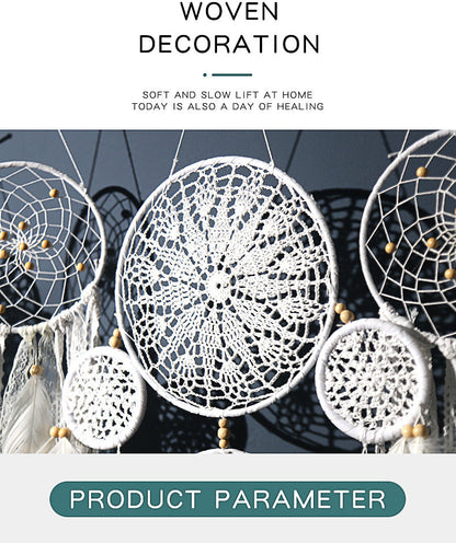 5-Piece Bohemian Handmade Dreamcatcher Wall Hanging Set (Pink) - Nordic Style Feather Room Decor with Premium Gift Box