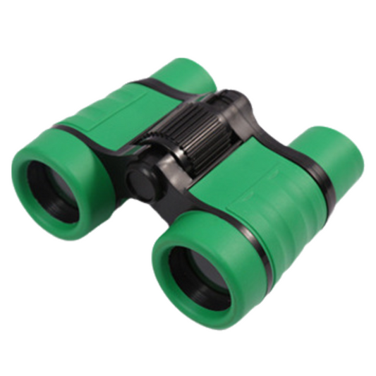 Green 6X30 Lightweight Kids Binoculars with Non-Slip Colorful Rubber Grips - Educational Outdoor Exploration Toy with Shoulder Strap.