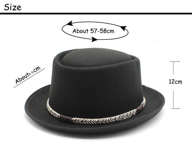 Coffee Brown Unisex Stylish Pure Woolen Short-Brimmed Fedora - Classic British Gentleman's Fedora with Curled Brim and Dimpled Top