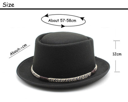 Coffee Brown Unisex Stylish Pure Woolen Short-Brimmed Fedora - Classic British Gentleman's Fedora with Curled Brim and Dimpled Top