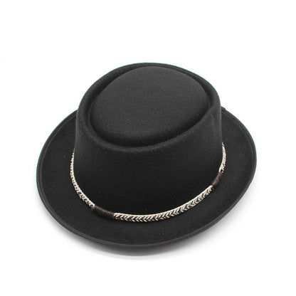 Coffee Brown Unisex Stylish Pure Woolen Short-Brimmed Fedora - Classic British Gentleman's Fedora with Curled Brim and Dimpled Top