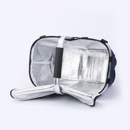 Red Foldable Insulated Picnic Basket With Zipper Lid & Handle - Modern Minimalist Large Capacity Thermal Shopping Basket for Grocery, Camping, and Meal Delivery.