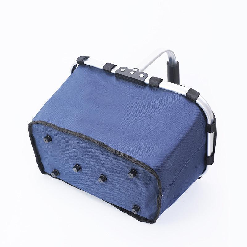 Red Foldable Insulated Picnic Basket With Zipper Lid & Handle - Modern Minimalist Large Capacity Thermal Shopping Basket for Grocery, Camping, and Meal Delivery.