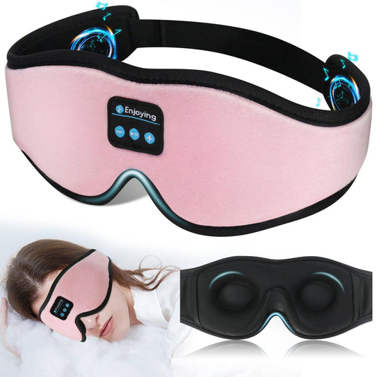 Pink 3D Wireless Bluetooth Sleep Mask with Integrated Stereo Headphones - 100% Blackout Memory Foam Eye Mask, Ultra-Long Battery Life & Washable Design.