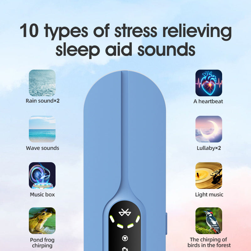 Blue SMB-07 Bone Conduction Under-Pillow Speaker -  Bluetooth 5.4 Ultra-Thin Sleep Aid Sound Bar with Dual Speaker Resonance & 36 Built-in White Noise Tracks