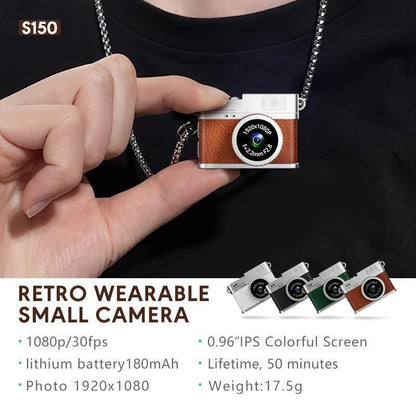 Retro Style Ultra-Mini Thumb Cam for Vlogging (White) - Portable Digital Photo & Video Recorder with 32GB Memory Card & 0.96" Screen, Free Wearable Keychain & Necklace.