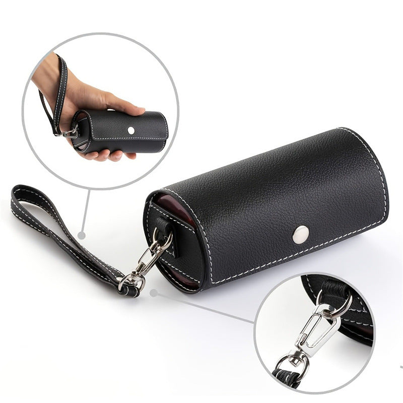 Portable 7-Day Weekly Travel Pill Organizer with Brown PU Leather Pouch - 14 Colorful Compartments AM/PM Medication Planner, Dustproof & Light-Shielding