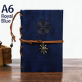 2-Pack A6 Nautical Vintage PU Leather Student Notebook - Pirate Style Strapped Diary with 150 Pages of Refillable Kraft Paper(Royal Blue).