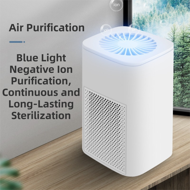 White Compact Desktop Air Purifier with Dual Activated Carbon Filter - Ultra-Quiet Air Cleaner for Home & Office, Powerful 50 mÂ³/h Airflow, Effectively Removes Odor, Smoke, Dust, Pollen & Pet Dander.