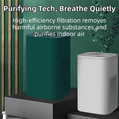 Green Compact Desktop Air Purifier with Dual Activated Carbon Filter - Ultra-Quiet Air Cleaner for Home & Office, Powerful 50 mÂ³/h Airflow, Effectively Removes Odor, Smoke, Dust, Pollen & Pet Dander.