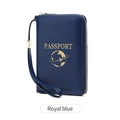 Royal Blue RFID Blocking Travel Passport Holder - Multi-functional Waterproof PU Leather Security Travel Wallet with Zipper and Wristband