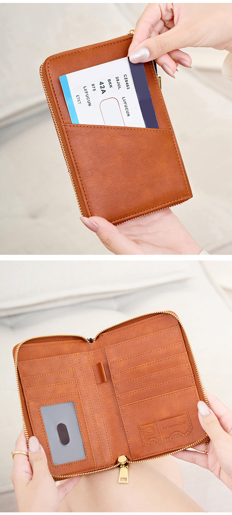 Royal Blue RFID Blocking Travel Passport Holder - Multi-functional Waterproof PU Leather Security Travel Wallet with Zipper and Wristband