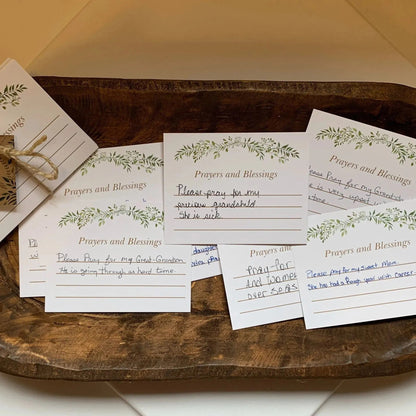Solid Pine Wood Heart Prayer Bowl with 48 Prayer Cards - Handcrafted Gift for Communion & Home Decor