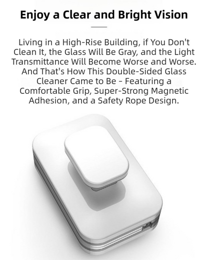 One Pair Magnetic Double-Sided Window Cleaner for 3-10mm Glass - Professional Glass Scrubber with 8X Strong Suction Power & Safety Rope.
