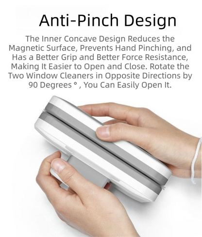 One Pair Magnetic Double-Sided Window Cleaner for 3-10mm Glass - Professional Glass Scrubber with 8X Strong Suction Power & Safety Rope.