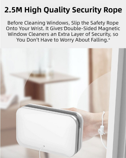 One Pair Magnetic Double-Sided Window Cleaner for 3-10mm Glass - Professional Glass Scrubber with 8X Strong Suction Power & Safety Rope.