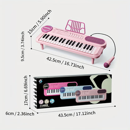 Portable Kids' Electronic Piano with Sheet Music and Microphone - Professional 37-Key Tactile Feedback, Support Recording & Multiple Performance Modes, Beginner-Friendly & Durable Musical Toy(Blue)