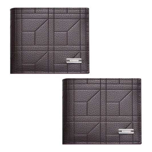 2-Pack Dark Brown Men's Ultra-Thin PU Leather Wallet - Compact & Stylish Bi-fold Purse with Multiple Card Slots