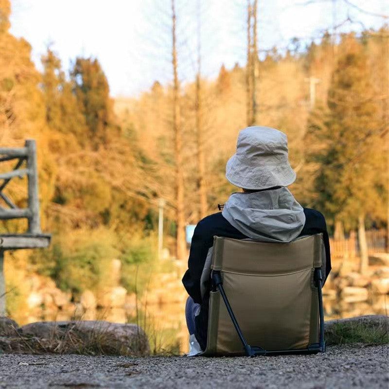 Green Portable Folding Camping Chair with Backrest & Storage-Bag - Ultra-Light Aluminum Alloy Lawn Chair, Beach & Balcony Travel Seating.