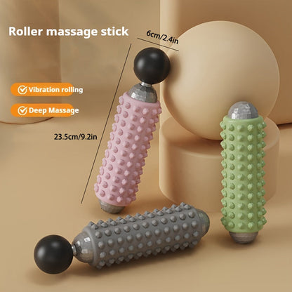 Grey Portable Electric Yoga Massage Roller - Handheld Fitness Recovery Tool, Deep Tissue Muscle Relaxer & Fascia Release Stick