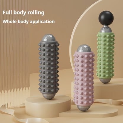 Grey Portable Electric Yoga Massage Roller - Handheld Fitness Recovery Tool, Deep Tissue Muscle Relaxer & Fascia Release Stick