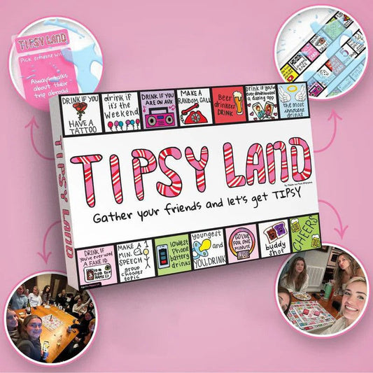 Tipsy Land Party Card & Board Set - Premium Drinking Game and Hilarious Social Icebreaker for Parties & Game.