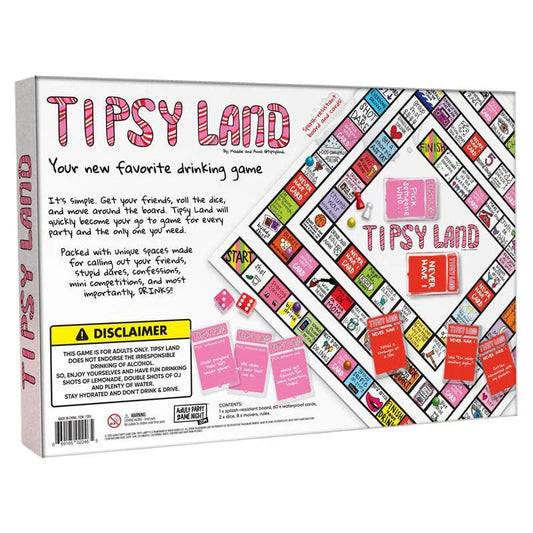 Tipsy Land Party Card & Board Set - Premium Drinking Game and Hilarious Social Icebreaker for Parties & Game.