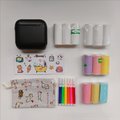 Black X6 Mini Portable Bluetooth Instant Photo & Note Printer for Students - Deluxe 20-Piece Gift Set with 12 Paper Rolls, Color Pens & Storage Bag.