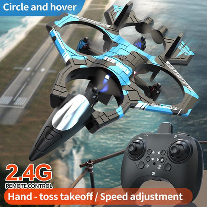 Camouflage Green 2.4G Remote Control Stunt Fighter Drone  - Manual Toss Launch, One-Key Operation for 360Â° Flip & Circular Flight, 3-Speed Adjustable Stable Quadcopter with Night Lights.