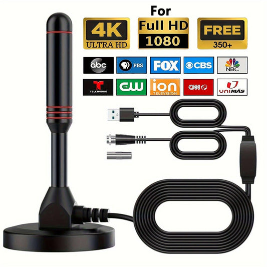 Digital HDTV Antenna with 5M Cable & Signal Booster for 4K High Gain 37dBi Reception - 360Â° Omnidirectional Indoor/Outdoor Antenna Compatible with DVB-T/T2, ATSC, ISDB-T.