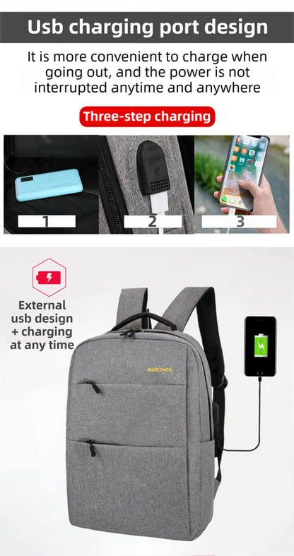 Grey 3-PCS Multi-Functional & Lightweight Backpacks Set for Students - Large Capacity Durable Travel Daypack with USB Charging Port, Fit in 14-Inch Laptop Bag
