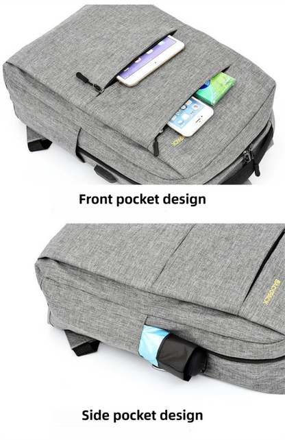 Grey 3-PCS Multi-Functional & Lightweight Backpacks Set for Students - Large Capacity Durable Travel Daypack with USB Charging Port, Fit in 14-Inch Laptop Bag