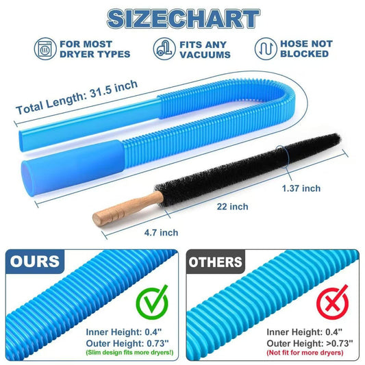 Sealegend Dryer Vent & Washing Machine Deep Cleaner Kit - 8M Flexible Vacuum Hose Attachment & Lint Brush.