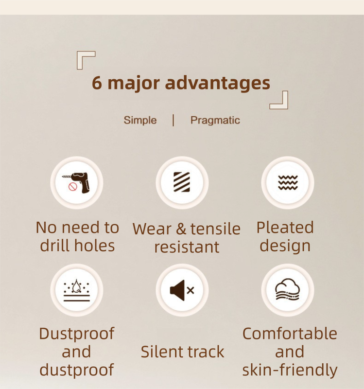 120 X 180 CM Khaki Linen-Look Dust Drill-Free Pull-Curtain - Folding Doorless Closet Divider with Magnetic Closure & Hanging Rings